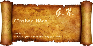 Günther Nóra névjegykártya